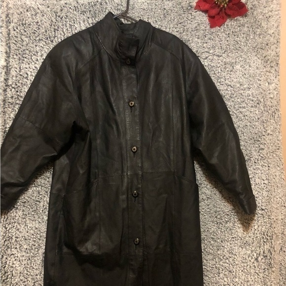 - Women’s Full Length Genuine Black Leather  Coat Size M - Picture 7 of 14